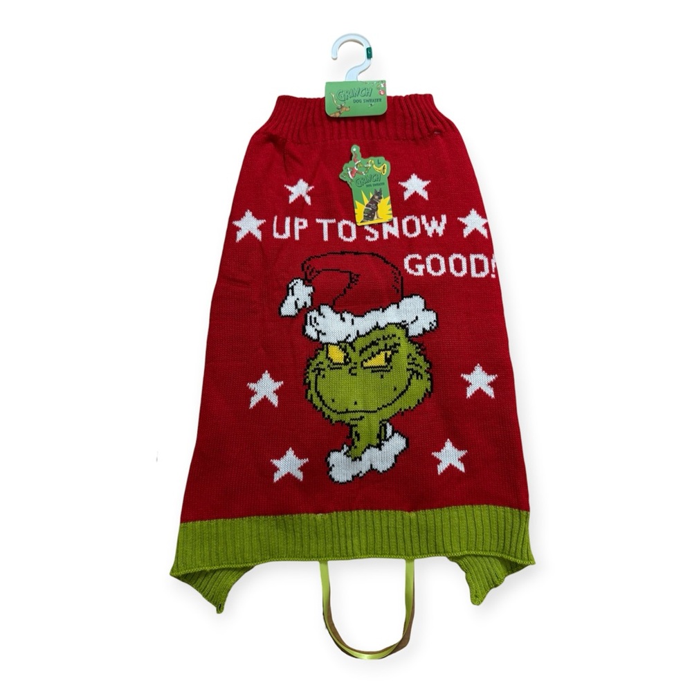 🎈 5/$25 Dr. Seuss The Grinch "Up To Snow Good" Holiday Pet Sweater - Size L- NWT